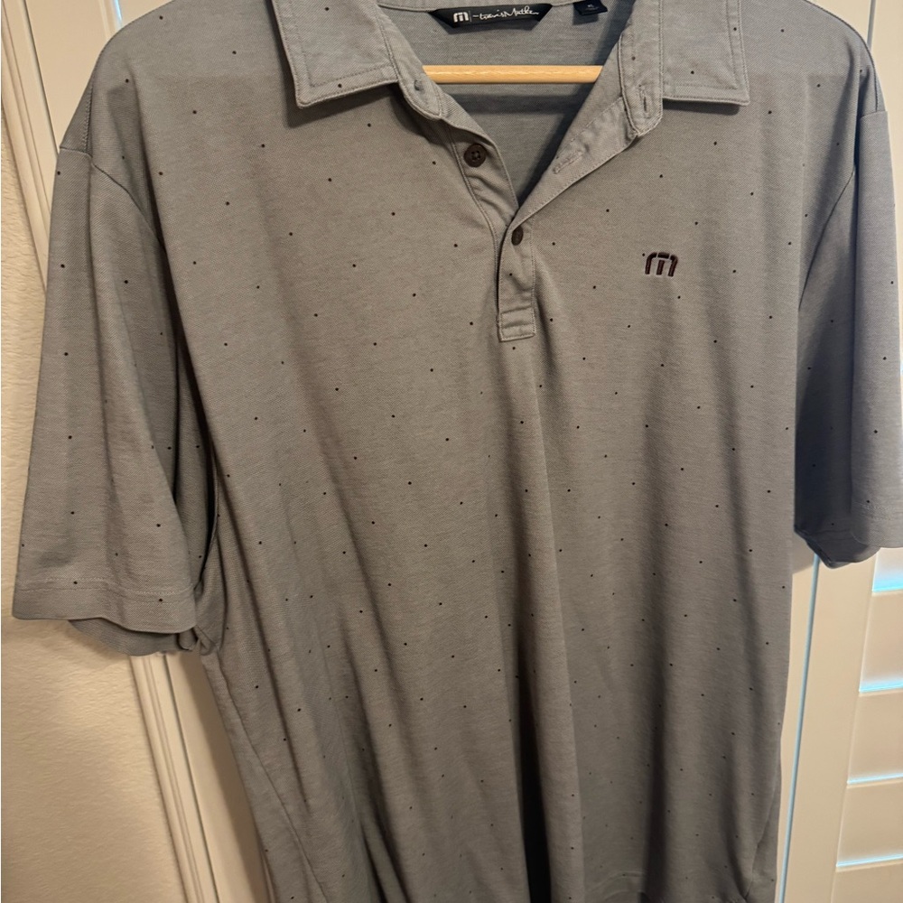 TravisMathew Men’s Polo Shirt Grey Micro Dot Size XL